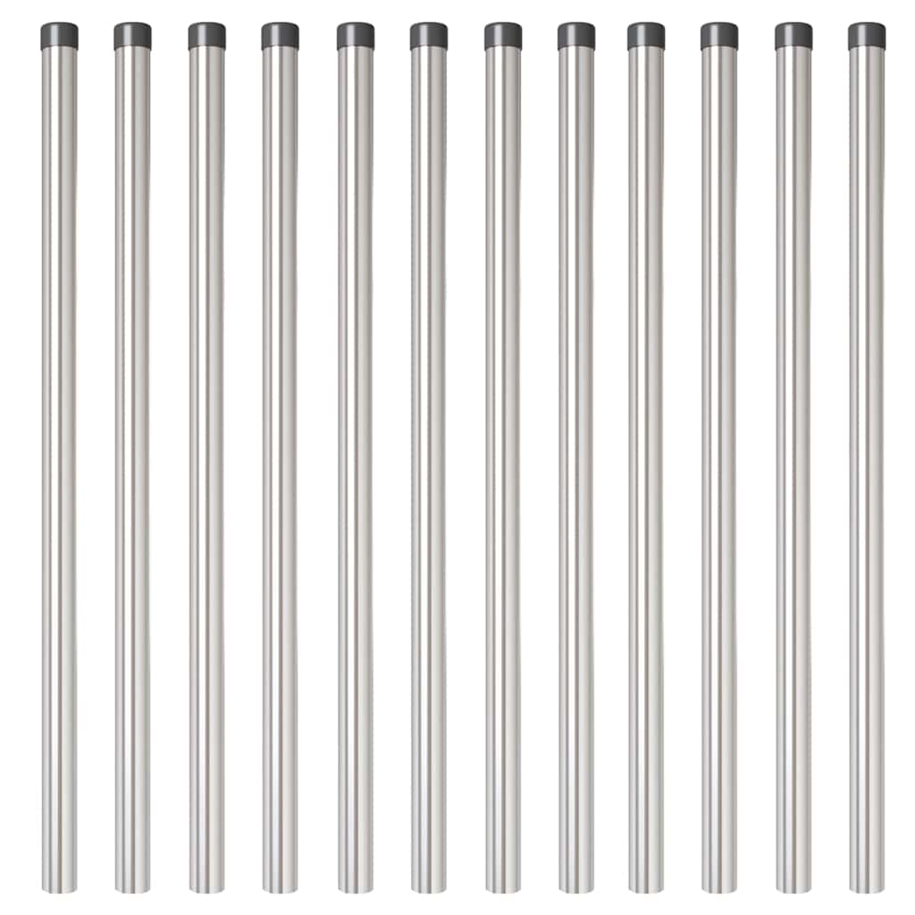 Fence Posts 12 pcs Silver 120 cm Powder-coated steel
