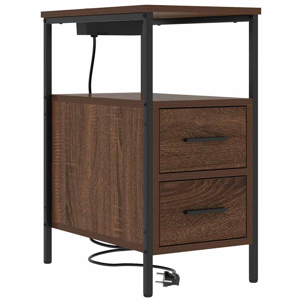 Bedside Table Brown oak 30 x 48 x 61 cm Engineered wood
