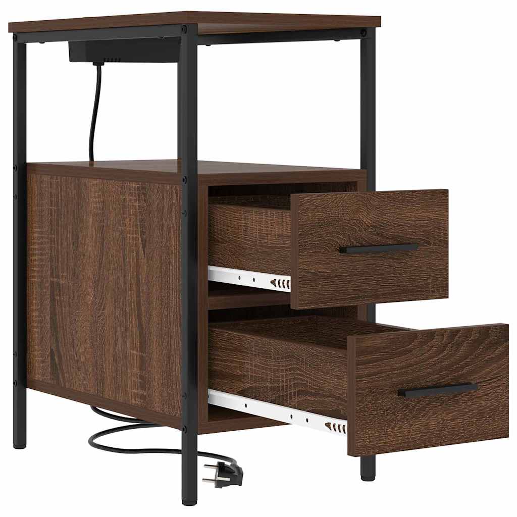 Bedside Table Brown oak 30 x 48 x 61 cm Engineered wood
