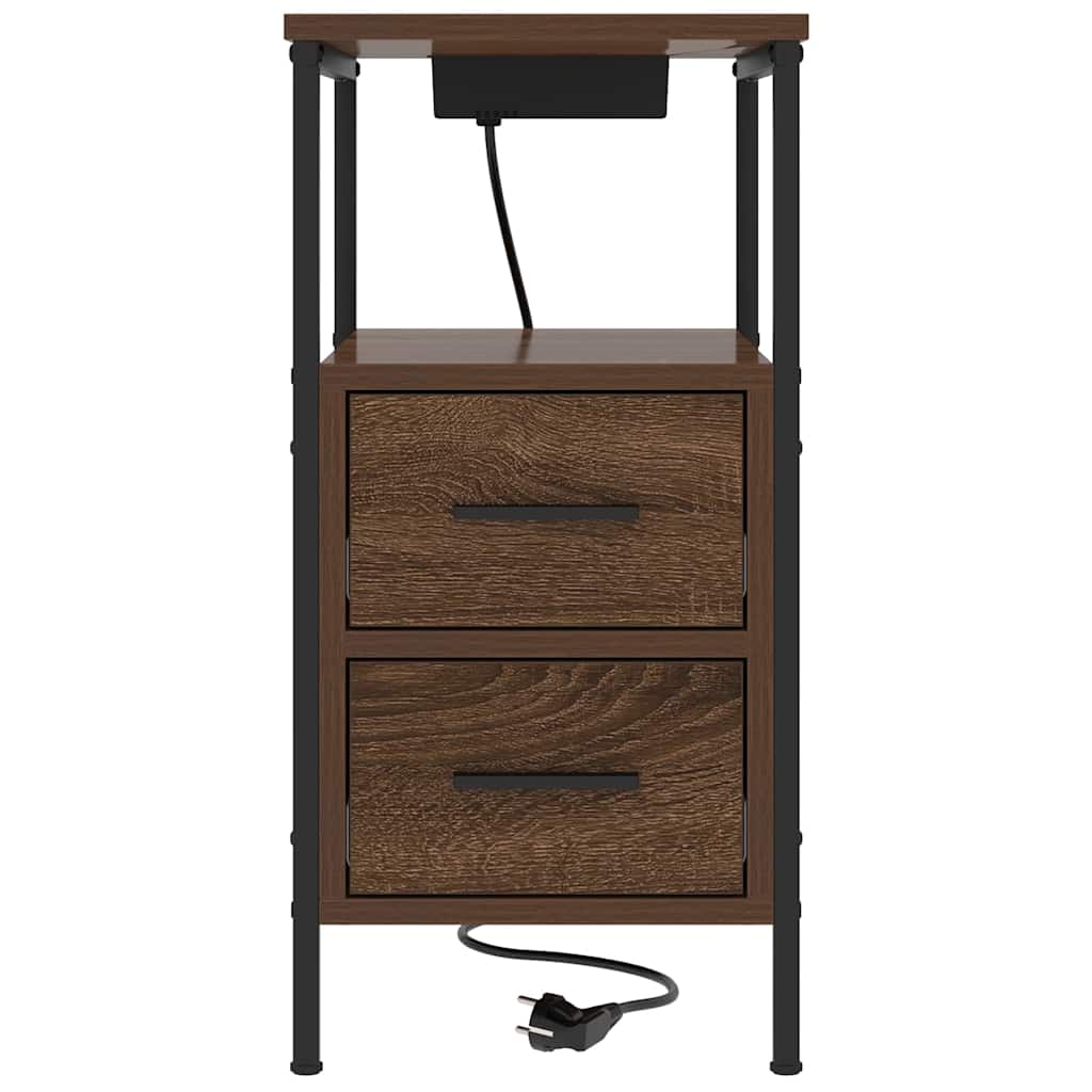 Bedside Table Brown oak 30 x 48 x 61 cm Engineered wood