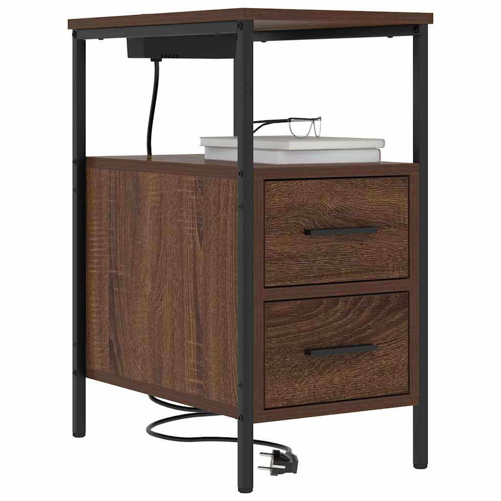 Bedside Table Brown oak 30 x 48 x 61 cm Engineered wood