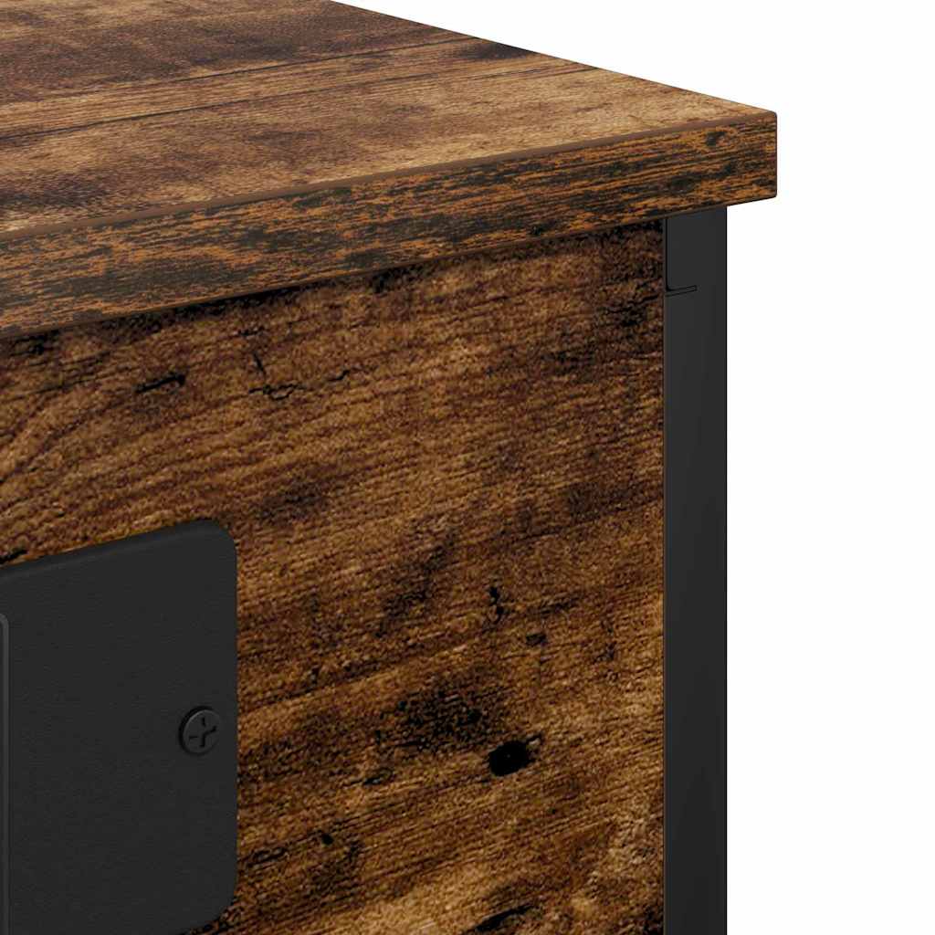 Bedside Cabinet with Charging Station with Shelf Smoked oak