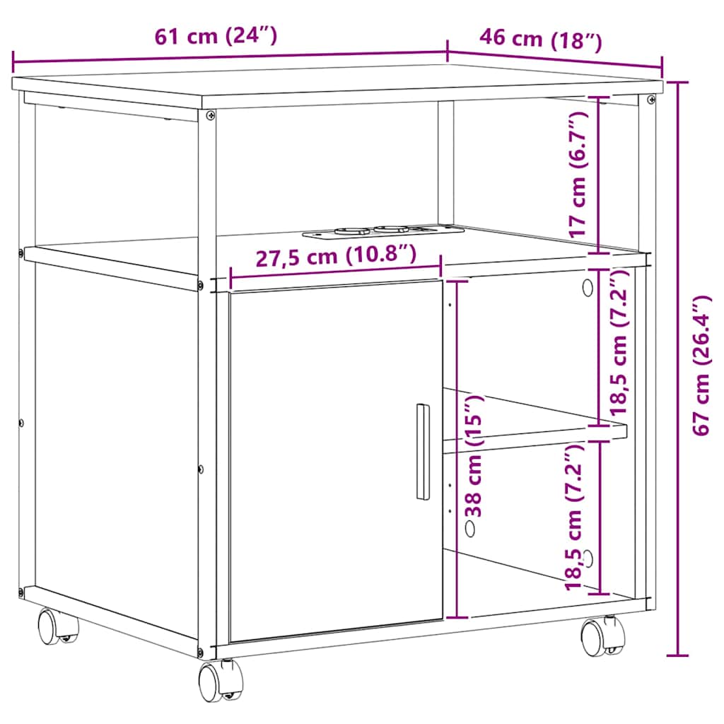 Office Cabinet Grey sonoma 61 x 46 x 67 cm Engineered wood