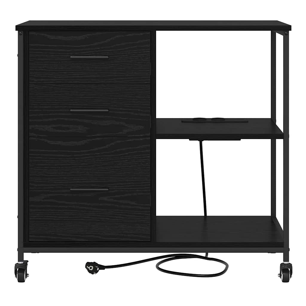 Office Cabinet Black oak 76 x 41 x 72 cm Engineered wood