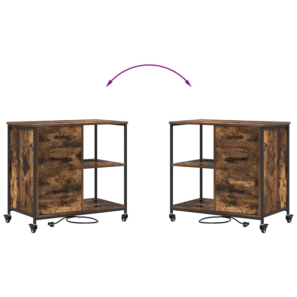 Office Cabinet Smoked oak 76 x 41 x 72 cm Engineered wood