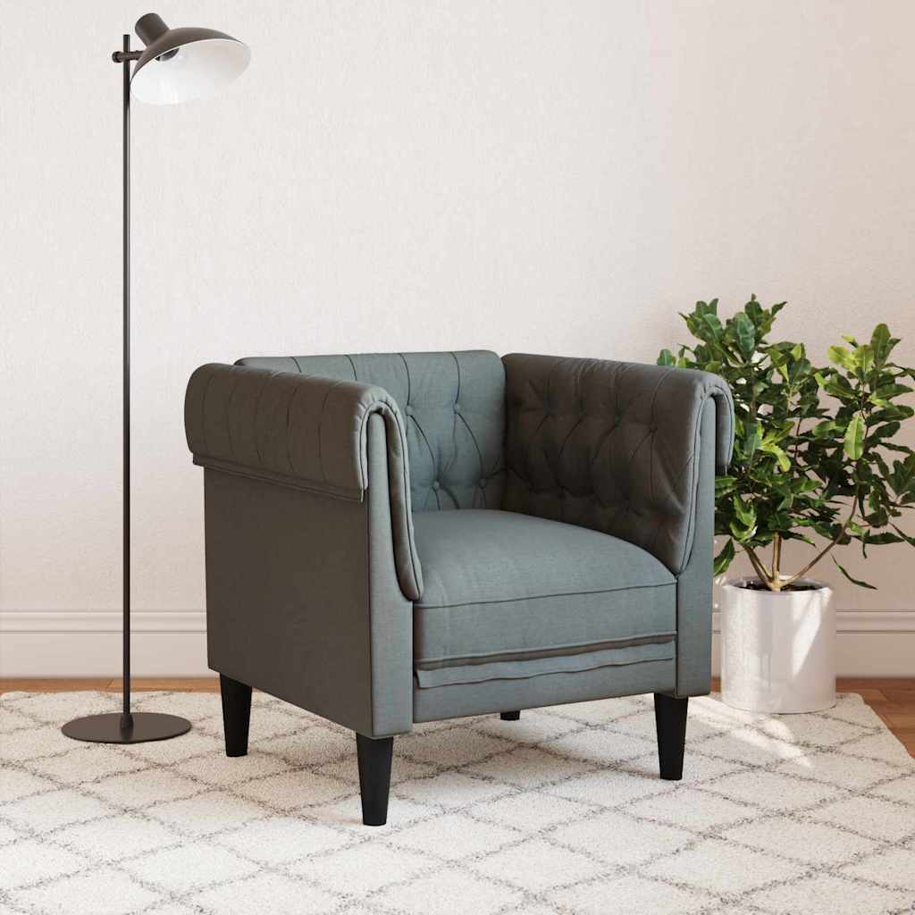 Chesterfield Sofa Chair Dark grey 78.5 x 74.5 x 74.5 cm Fabric