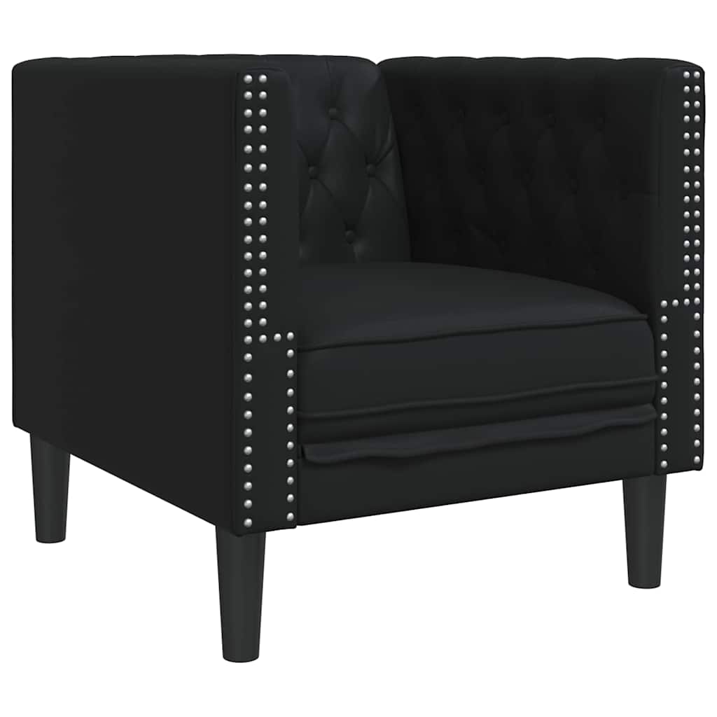 Chesterfield Sofa Chair Black 71 x 74.5 x 70.5 cm Faux leather