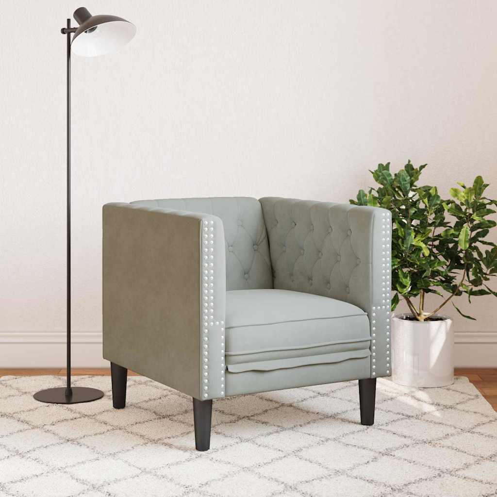 Chesterfield Sofa Chair Light grey 71 x 74.5 x 70.5 cm Velvet