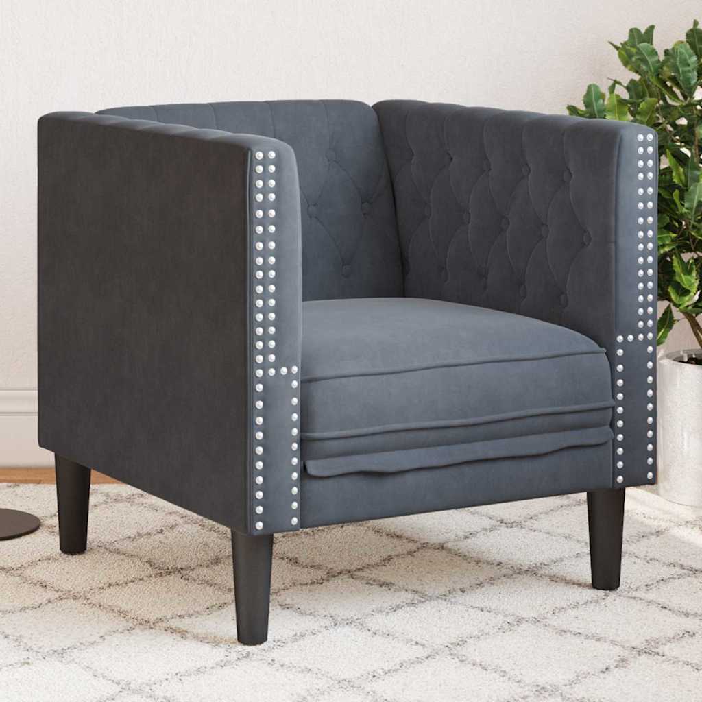 Chesterfield Sofa Chair Dark grey 71 x 74.5 x 70.5 cm Velvet