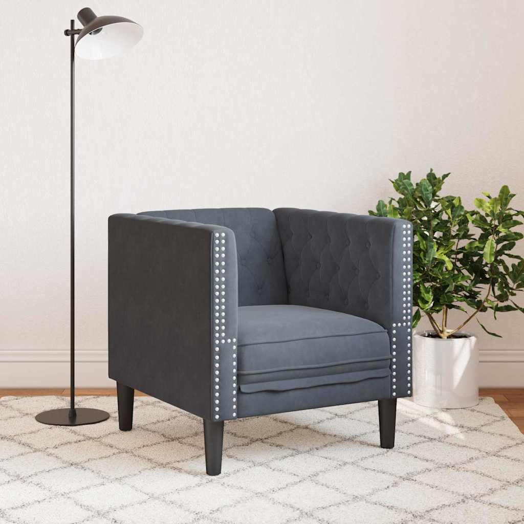 Chesterfield Sofa Chair Dark grey 71 x 74.5 x 70.5 cm Velvet