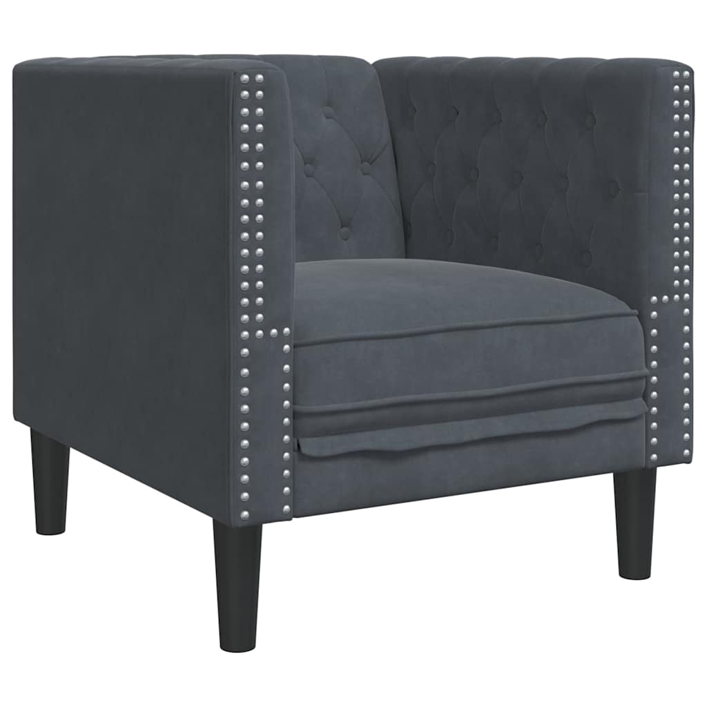 Chesterfield Sofa Chair Dark grey 71 x 74.5 x 70.5 cm Velvet