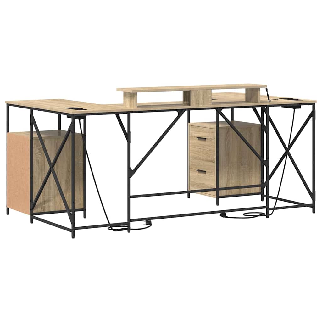 Desk with Drawer Sonoma oak 182 x 101 x 87.5 cm Engineered wood