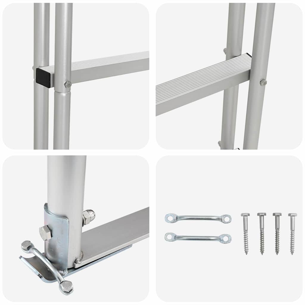 Dock Ladder 4-Steps Silver 45 x 11.5 x 162 cm Aluminum
