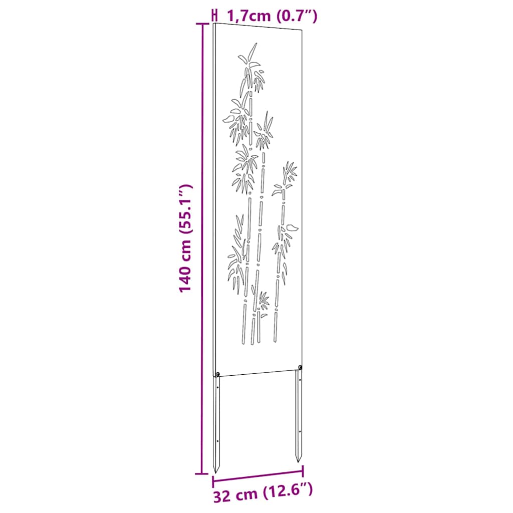 Garden Privacy Screen Floral Rusty 32 x 140 cm Weathering steel