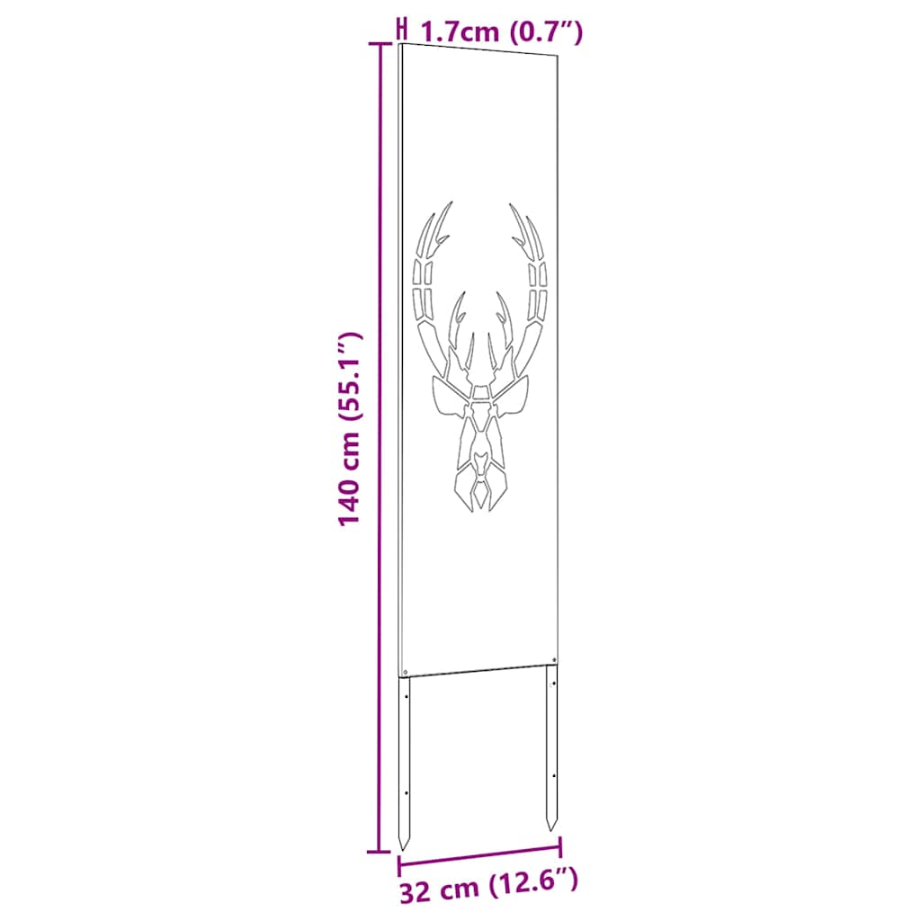 Garden Privacy Screen Rusty 32 x 140 cm Weathering steel