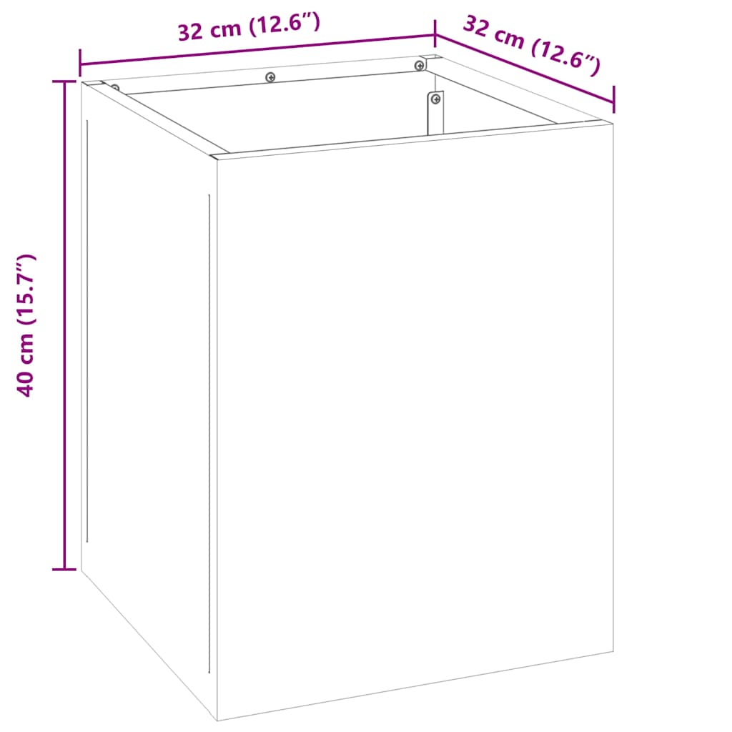 Garden Planter Brown 32 x 32 x 40 cm Weathered steel