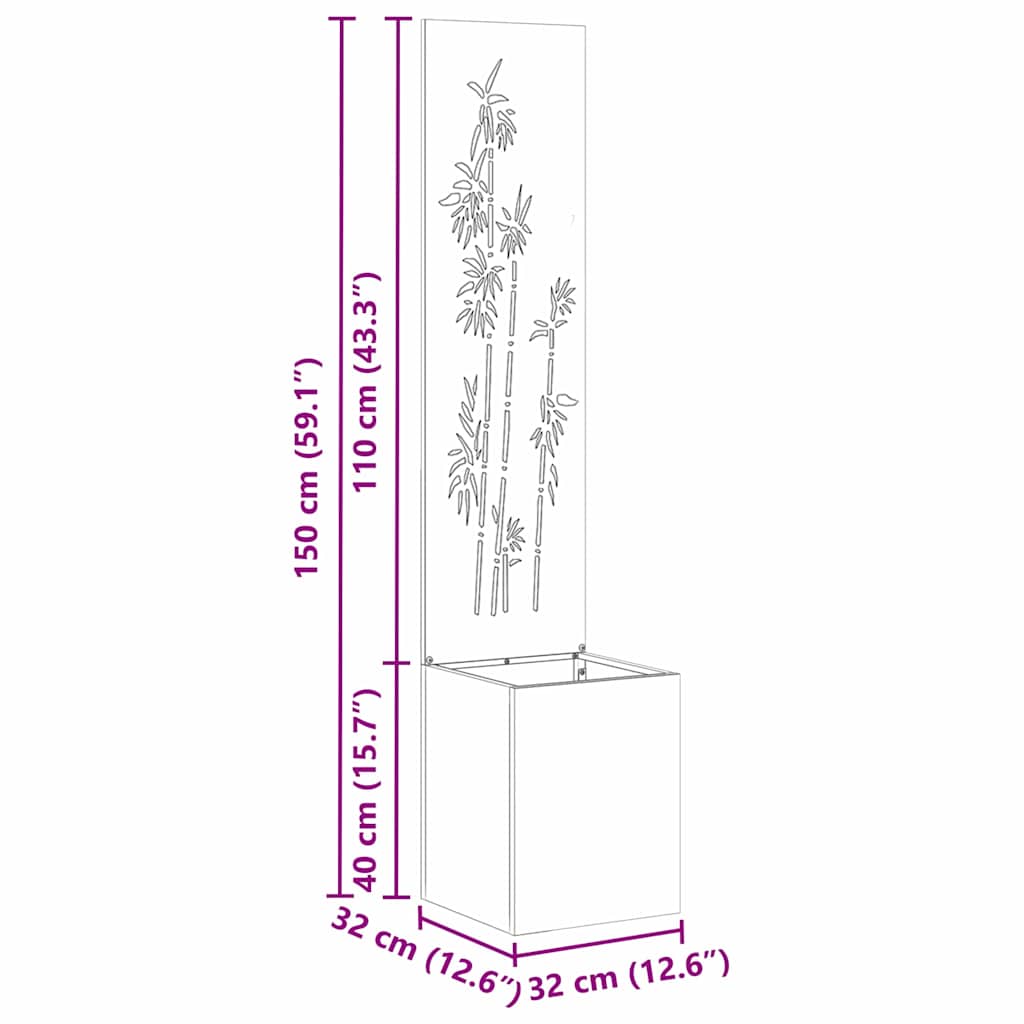 Garden Privacy Screen Floral Sliver 32 x 140 cm Stainless steel