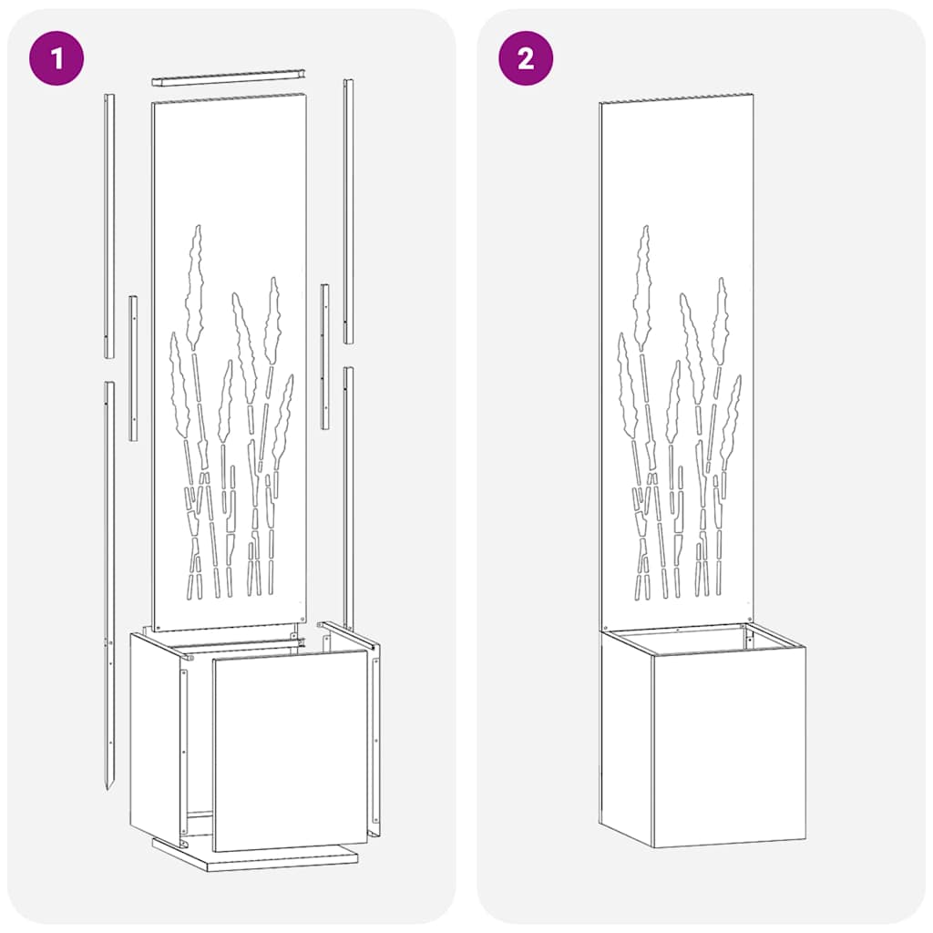 Garden Planter with Decorative Panel Silver 32 x 140 cm
