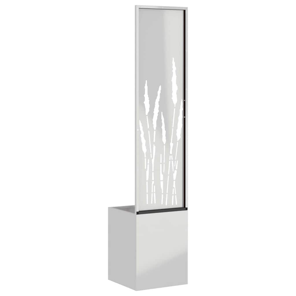 Garden Planter with Decorative Panel Silver 32 x 140 cm