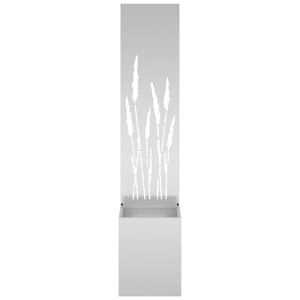 Garden Planter with Decorative Panel Silver 32 x 140 cm