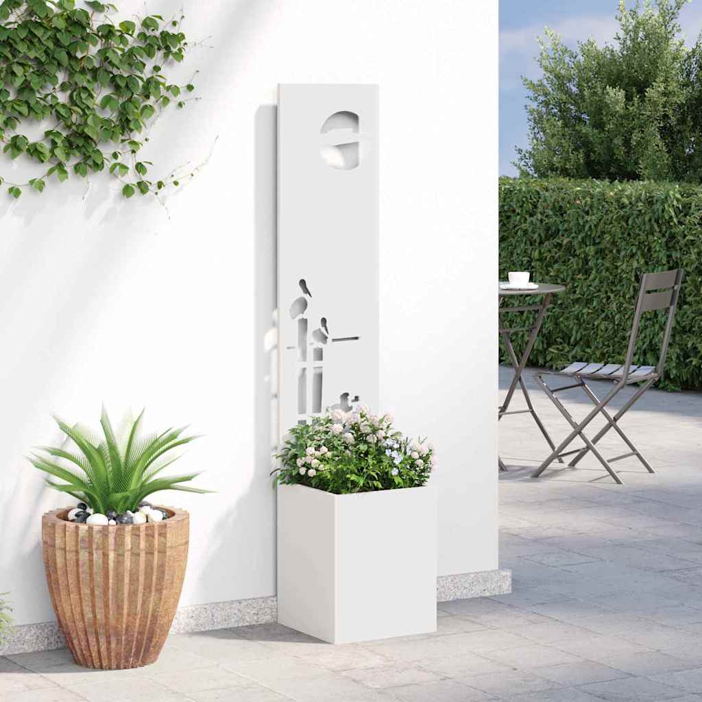 Garden Planter with Decorative Panel White 32 x 140 cm