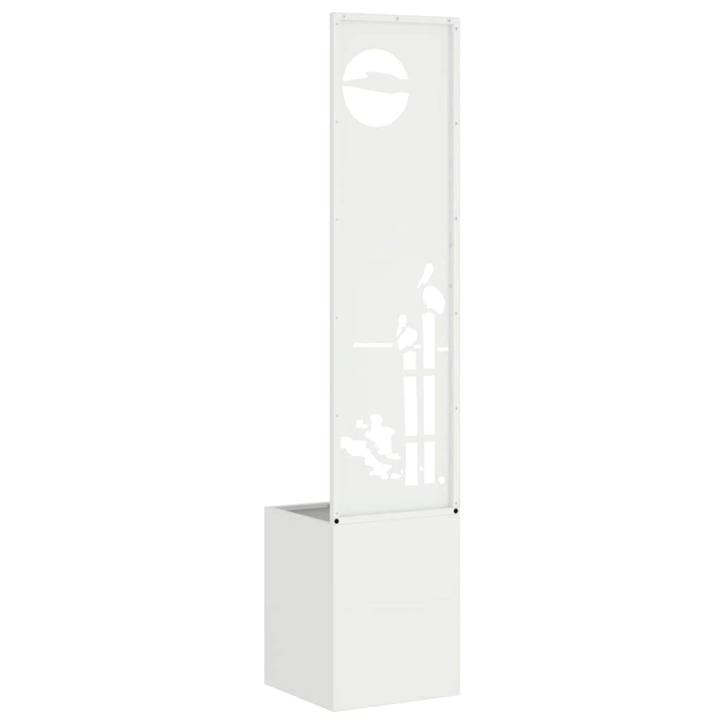 Garden Planter with Decorative Panel White 32 x 140 cm