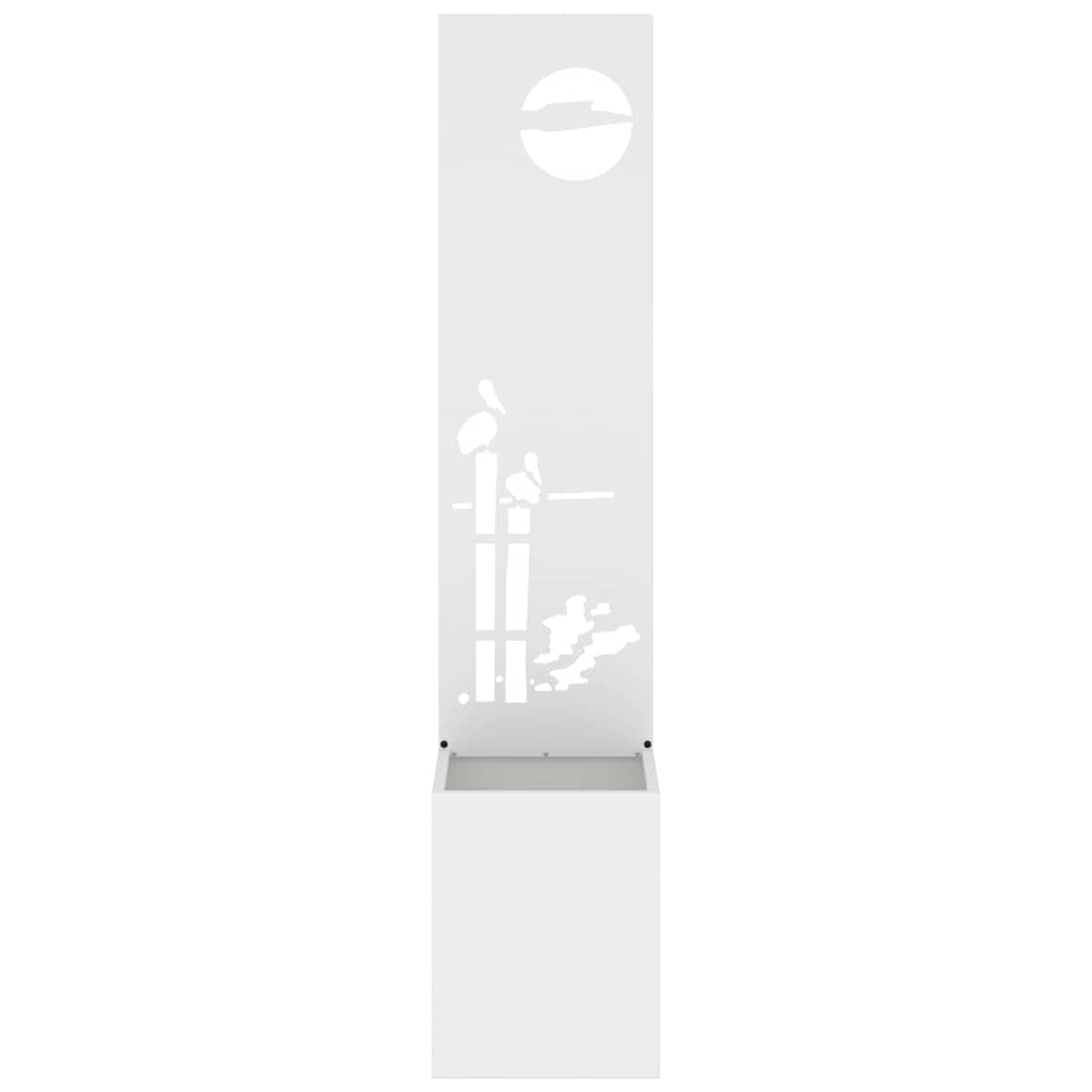 Garden Planter with Decorative Panel White 32 x 140 cm