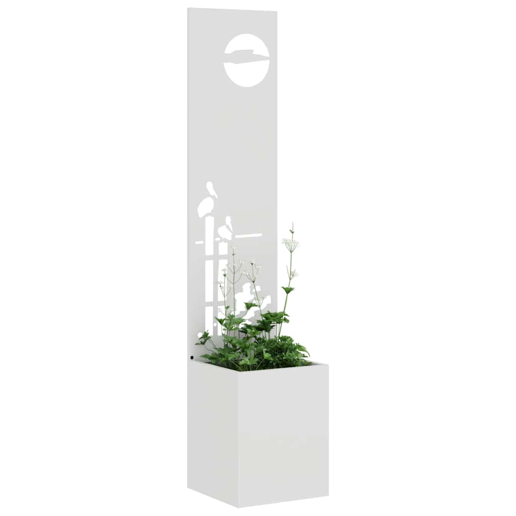 Garden Planter with Decorative Panel White 32 x 140 cm