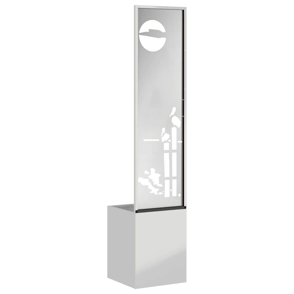 Garden Planter with Decorative Panel Silver 32 x 140 cm
