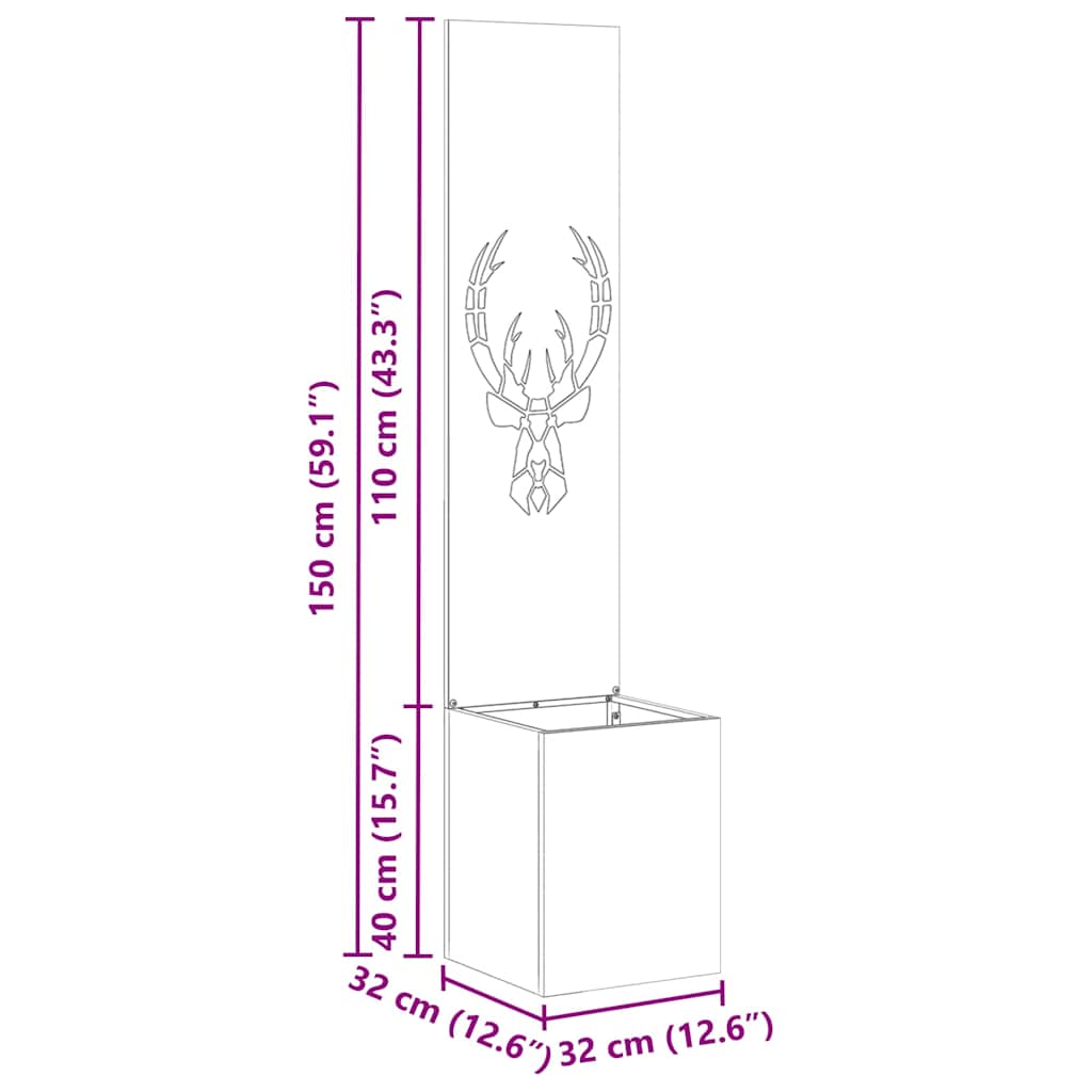 Garden Privacy Screen Olive green 32 x 140 cm Cold-rolled steel