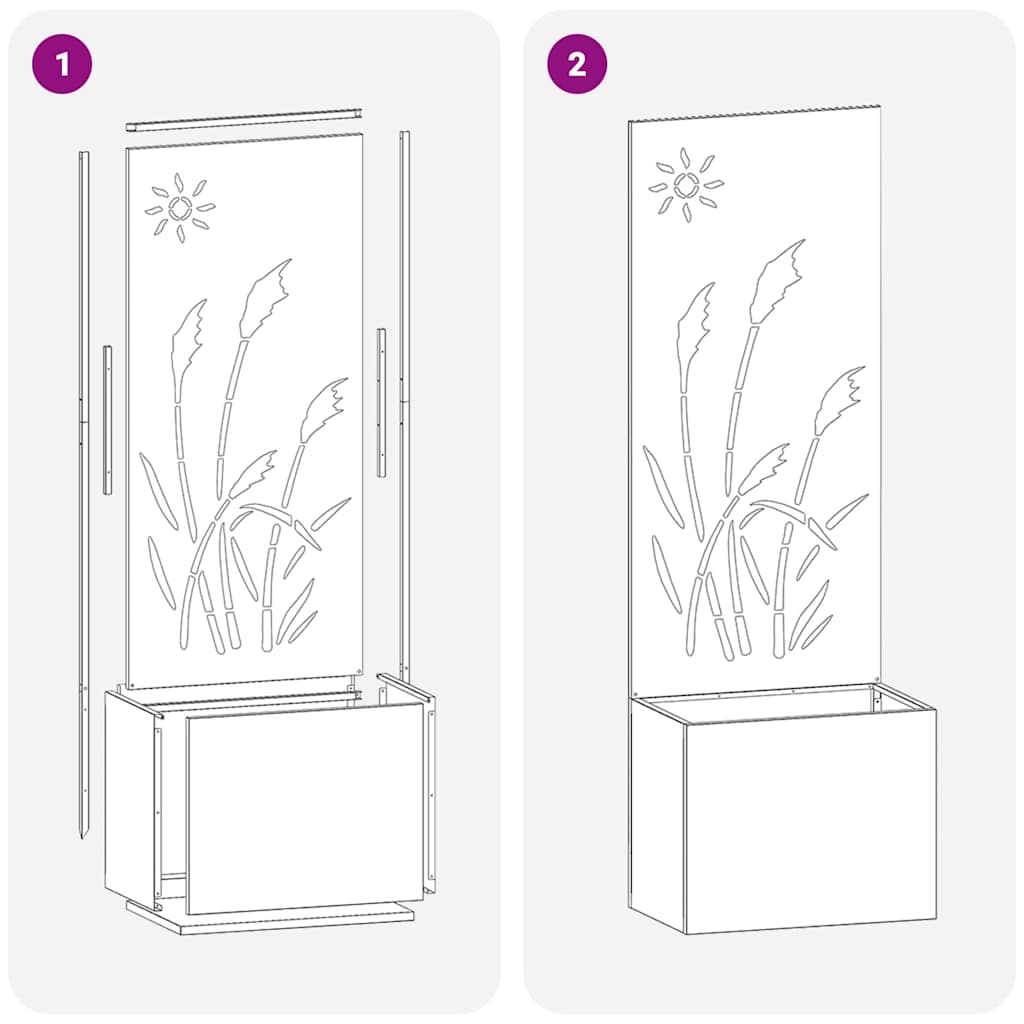 Garden Planter with Decorative Panel Rusty 50 x 140 cm