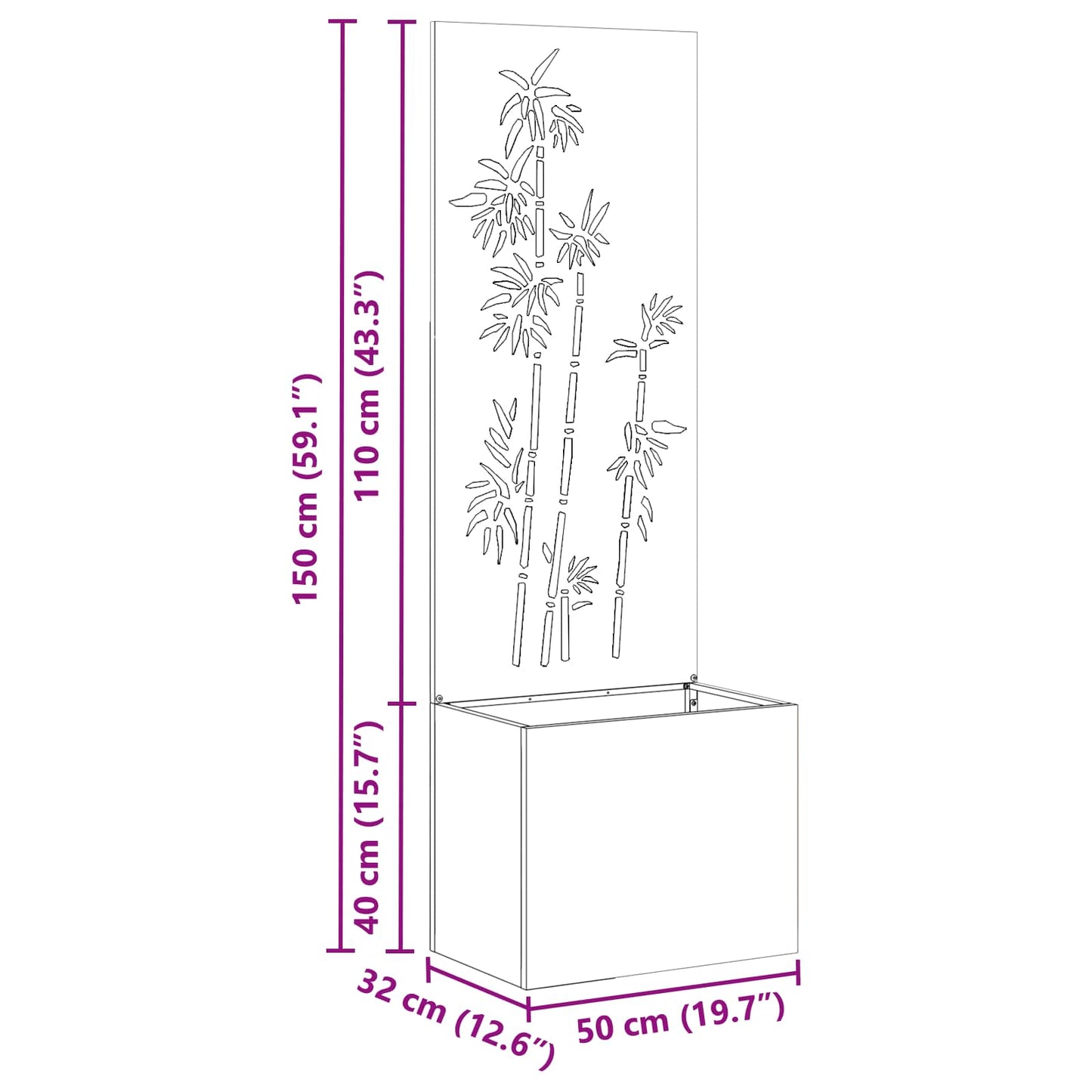 Garden Planter with Decorative Panel Olive green 50 x 140 cm
