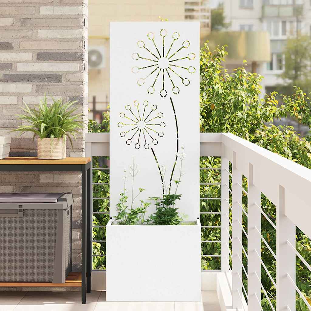 Garden Planter with Decorative Panel White 50 x 140 cm