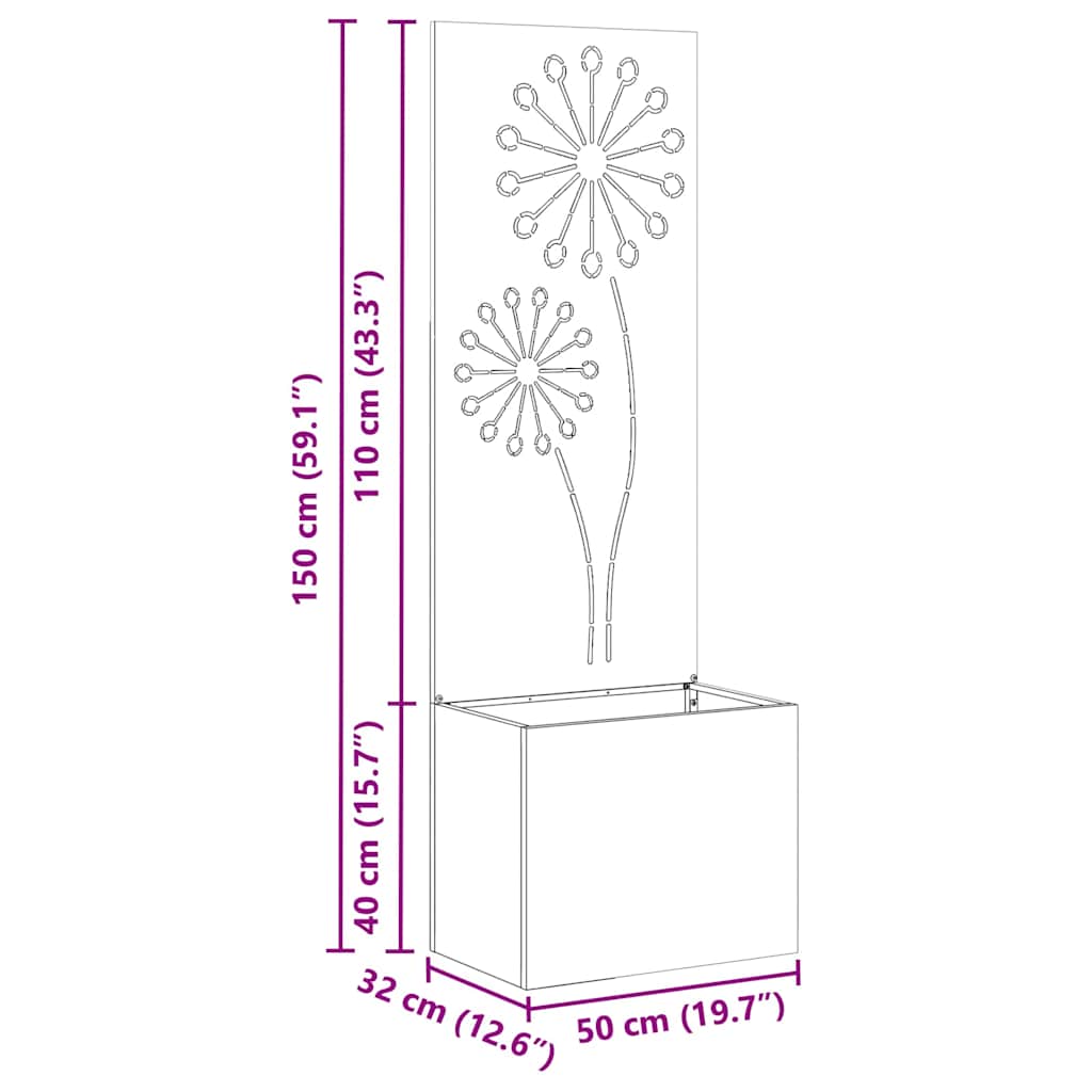Garden Planter with Decorative Panel White 50 x 140 cm