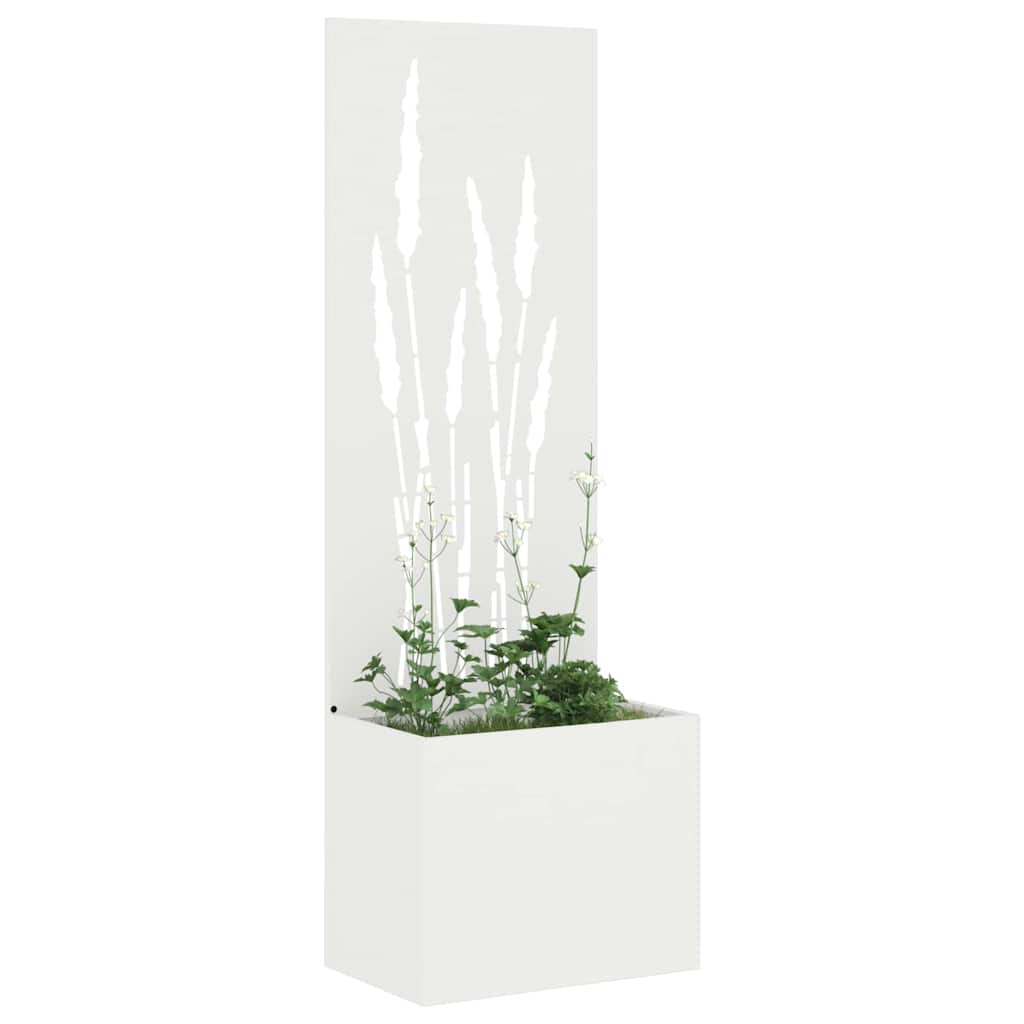 Garden Planter with Decorative Panel White 50 x 140 cm