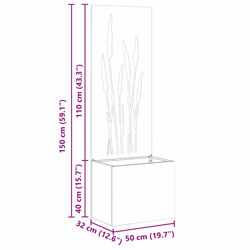 Garden Planter with Decorative Panel White 50 x 140 cm