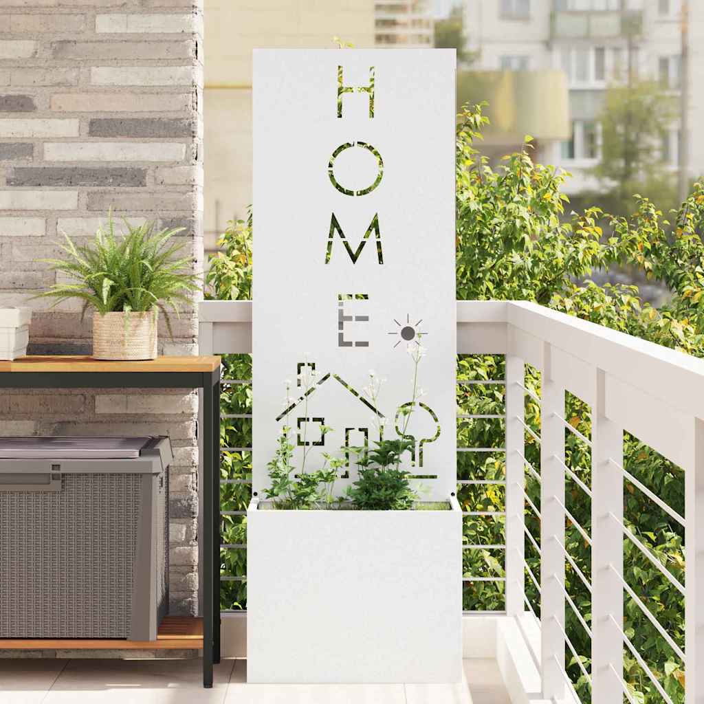 Garden Planter with Decorative Panel White 50 x 140 cm