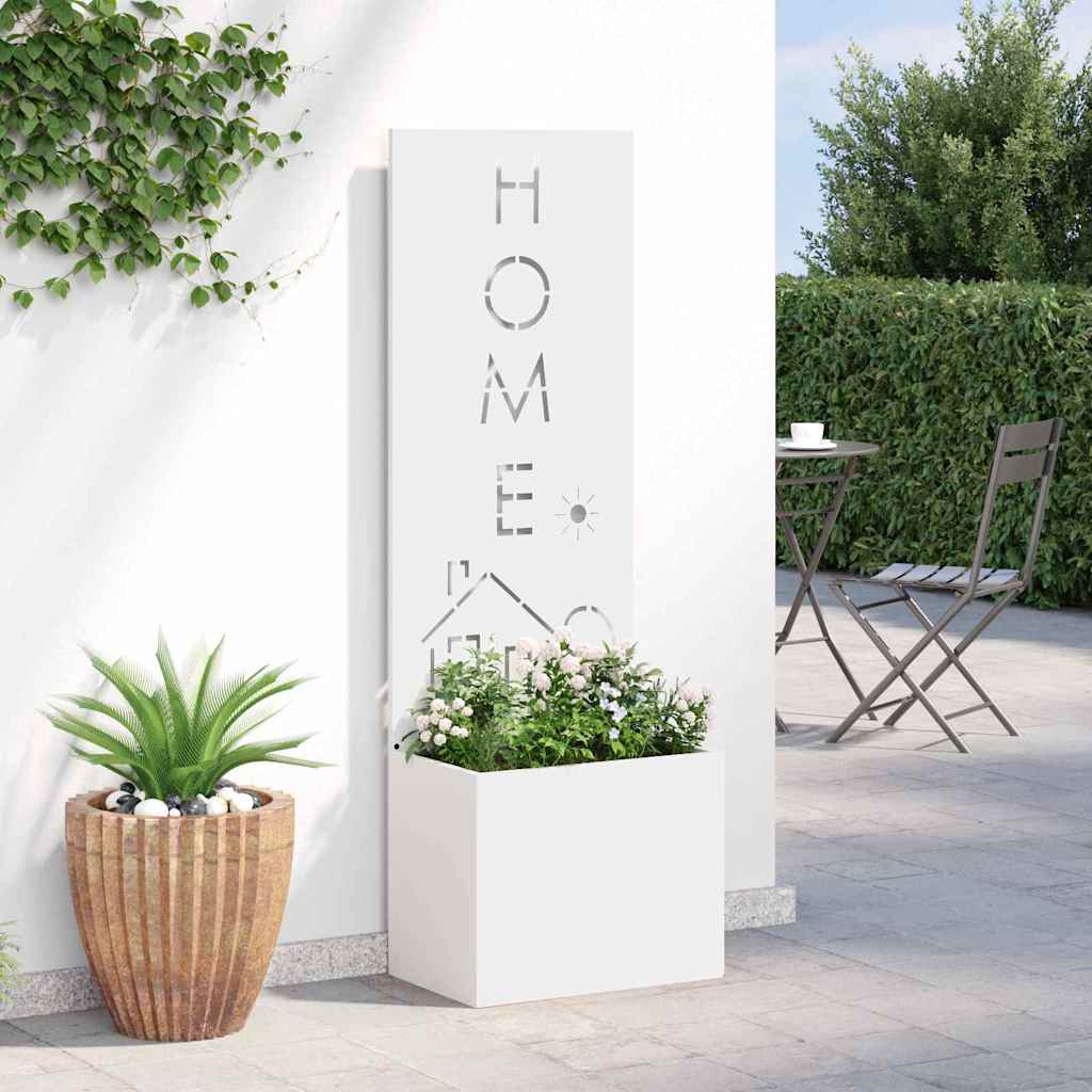 Garden Planter with Decorative Panel White 50 x 140 cm