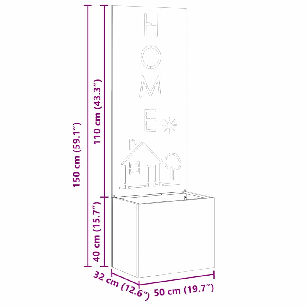 Garden Planter with Decorative Panel White 50 x 140 cm