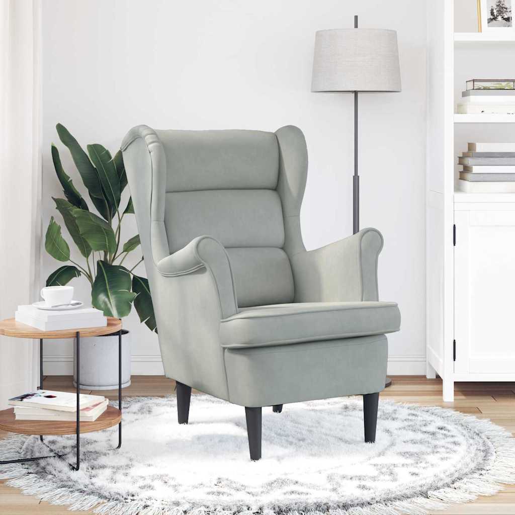 Armchair Light grey 71 x 92 x 91 cm Velvet