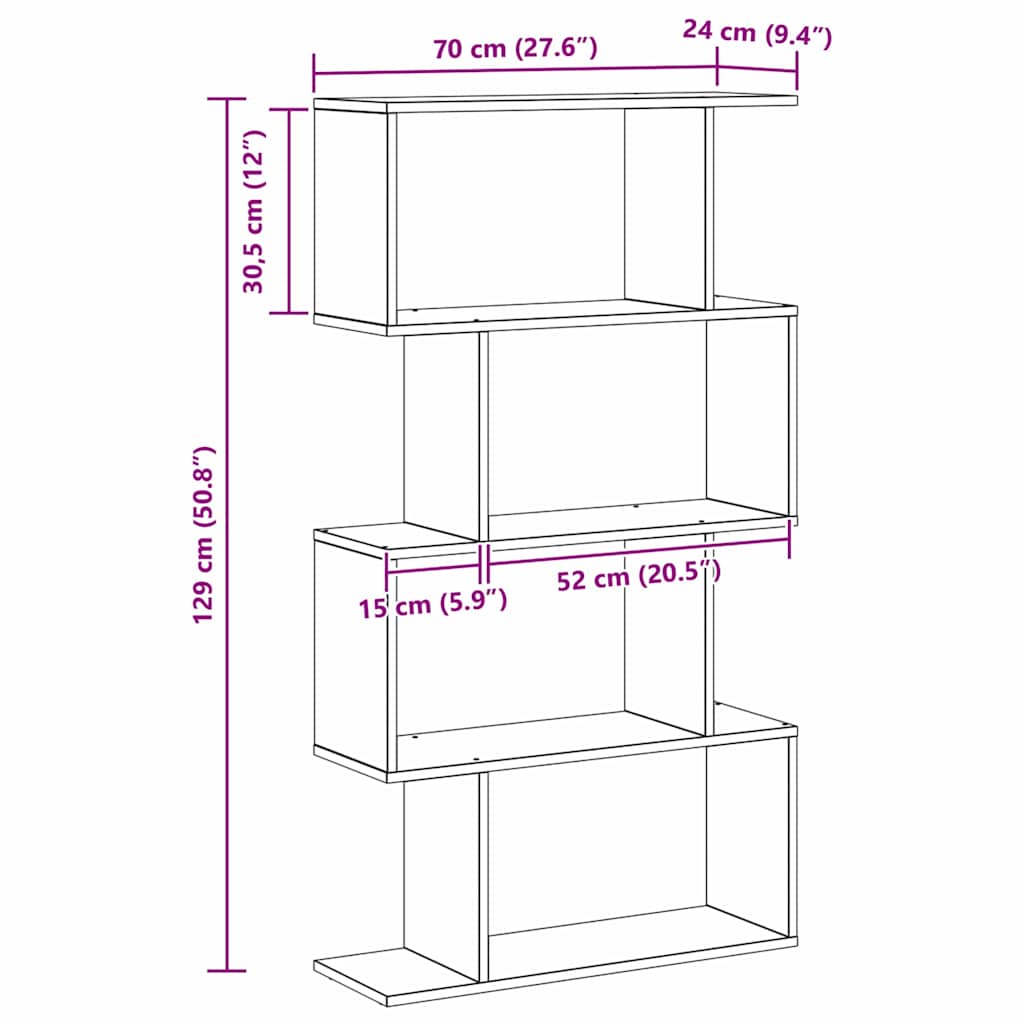 Book Cabinet Black 70 x 24 x 129 cm Engineered wood