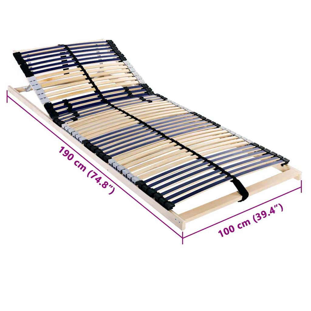 Slatted Bed Base Brown 100 x 190 cm Solid beech wood