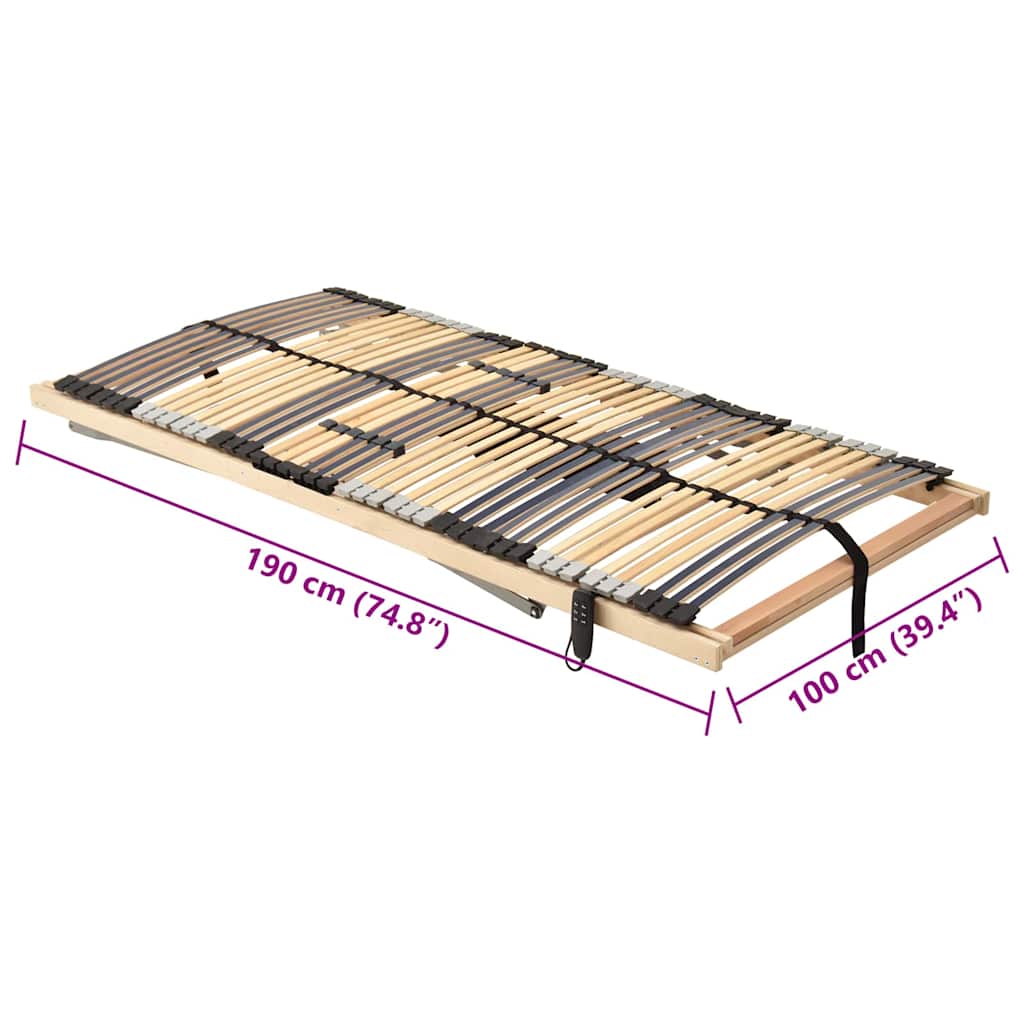 Slatted Bed Base Brown 100 x 190 cm Solid beech wood
