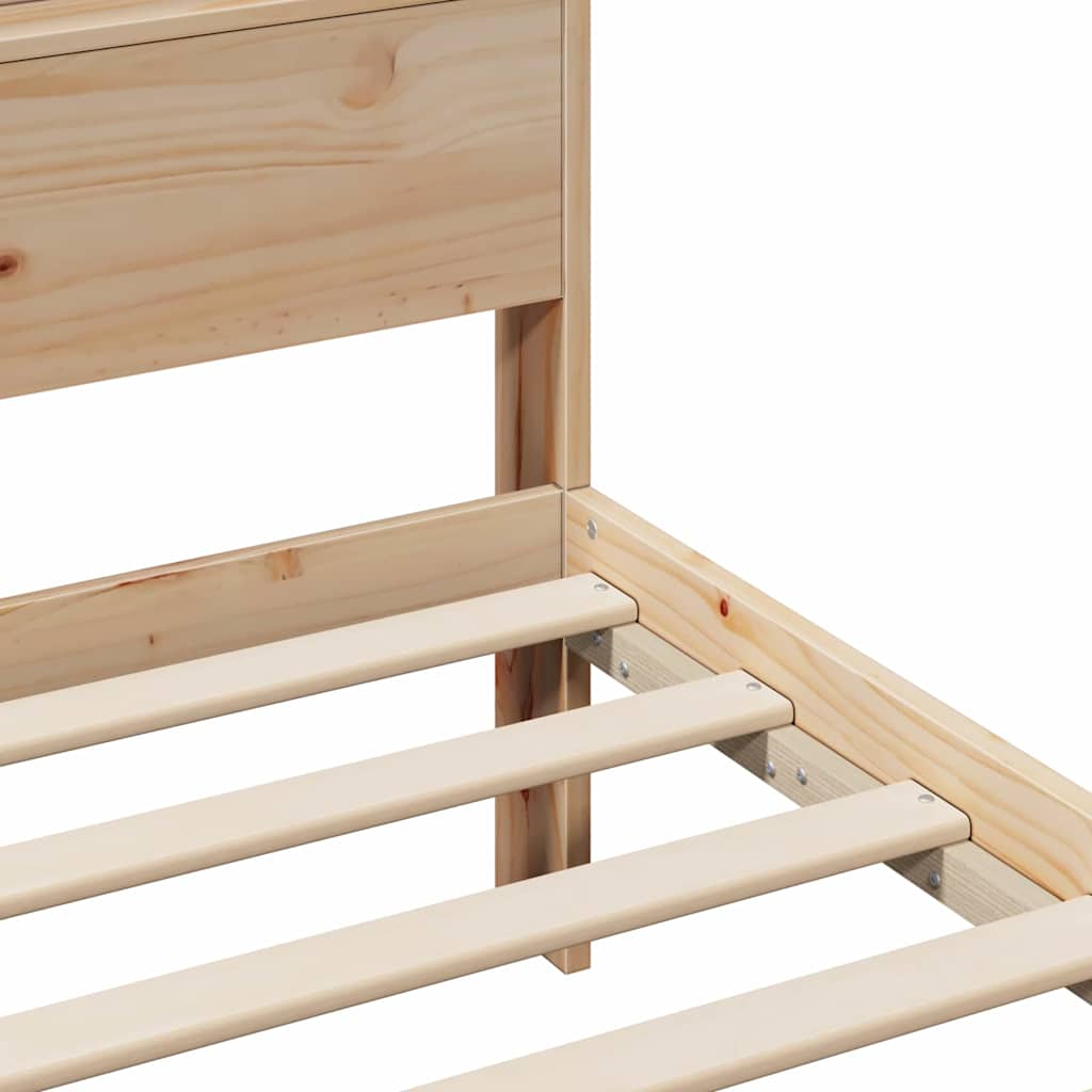 Bed Frame with Headboard Brown 120 x 200 cm Solid pine wood