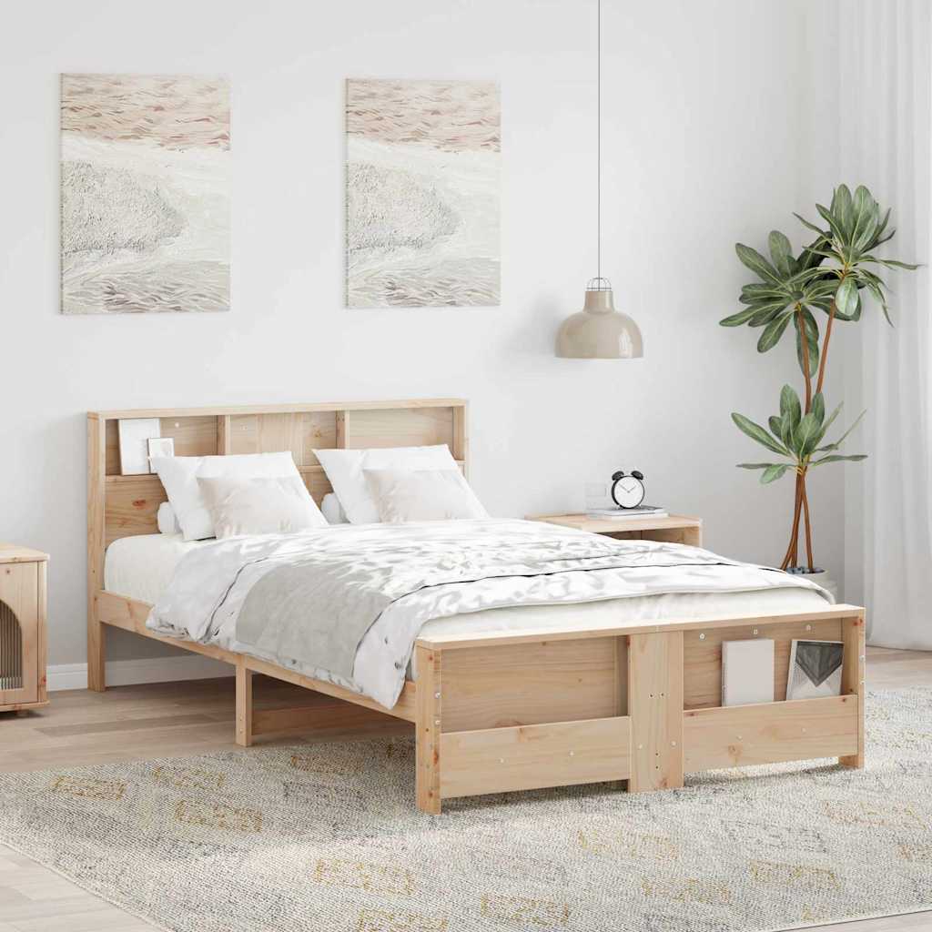 Bed Frame with Headboard Brown 120 x 200 cm Solid pine wood