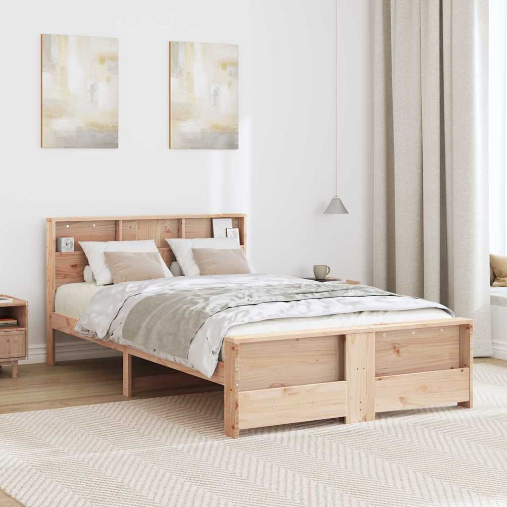 Bed Frame with Headboard Brown 120 x 200 cm Solid pine wood