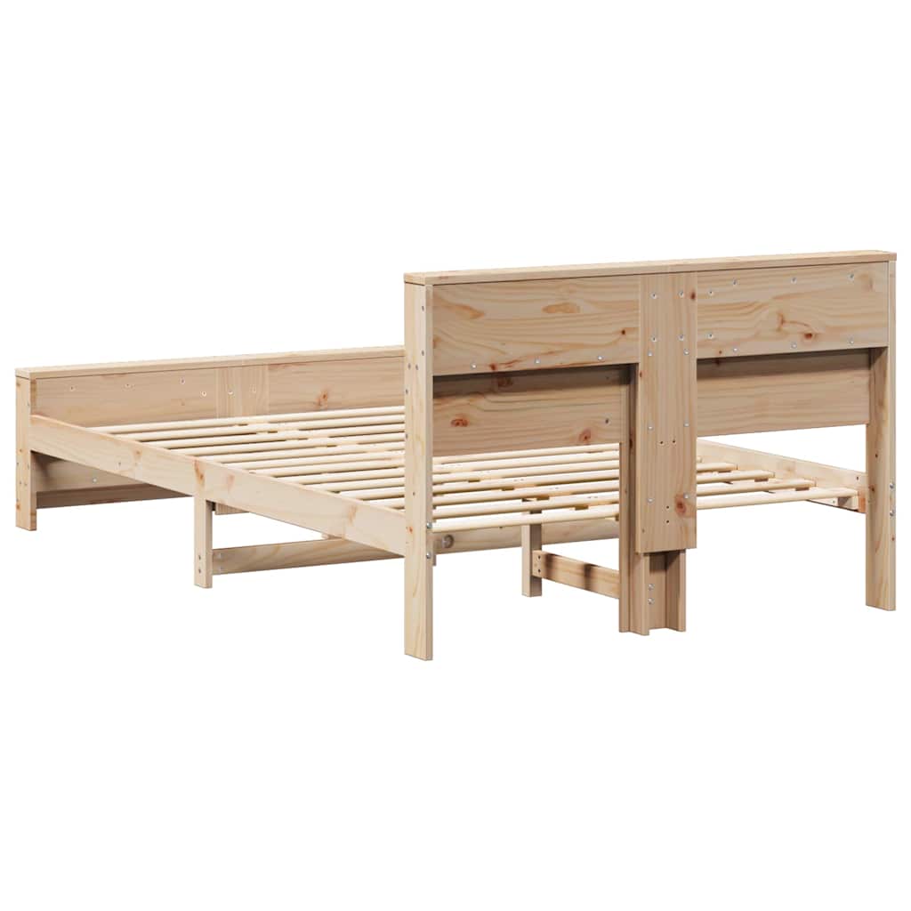 Bed Frame with Headboard Brown 120 x 200 cm Solid pine wood