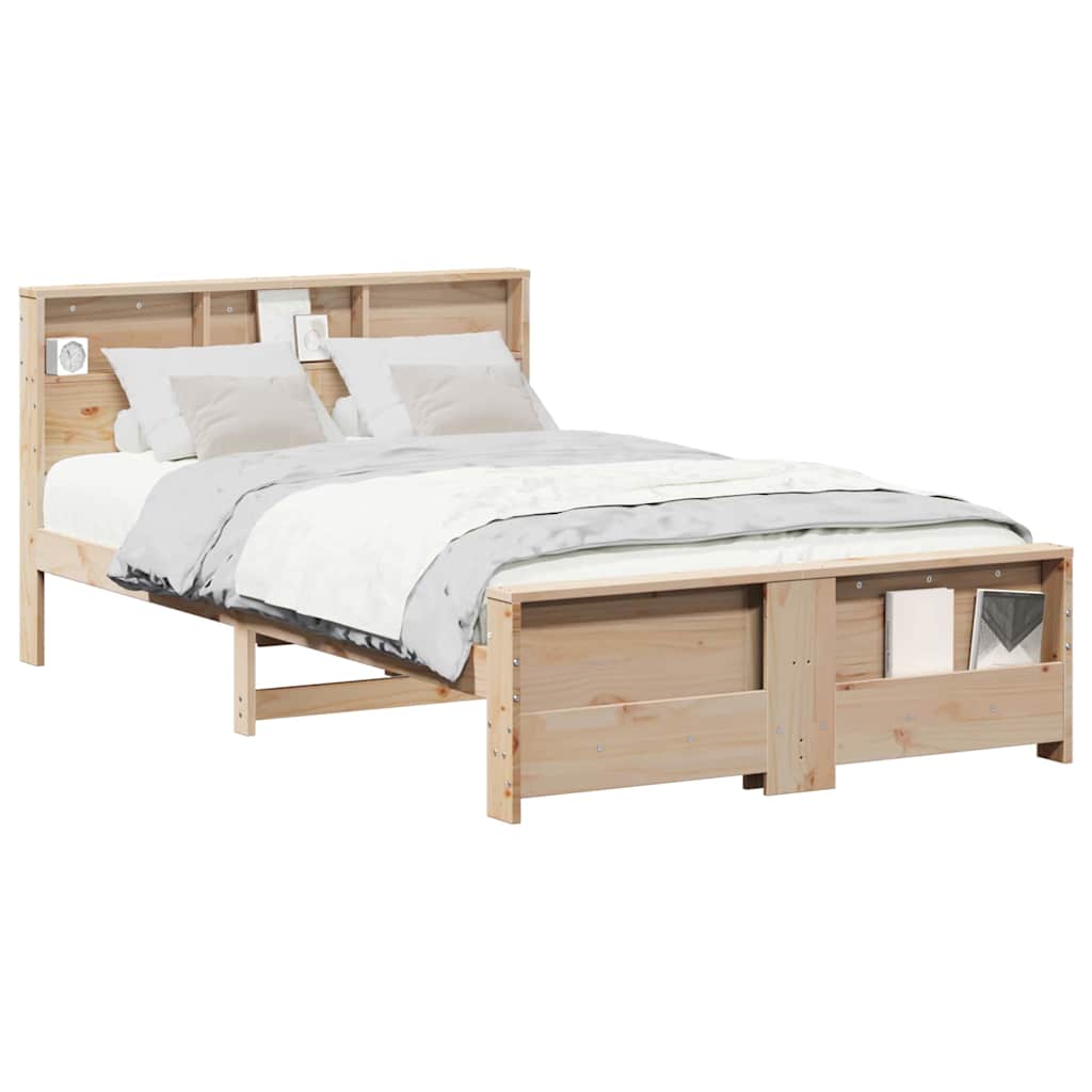 Bed Frame with Headboard Brown 120 x 200 cm Solid pine wood