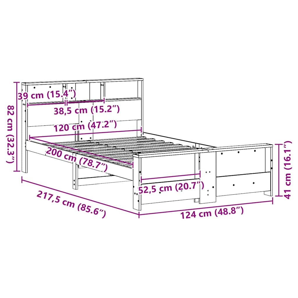 Bed Frame with Headboard Brown 120 x 200 cm Solid pine wood
