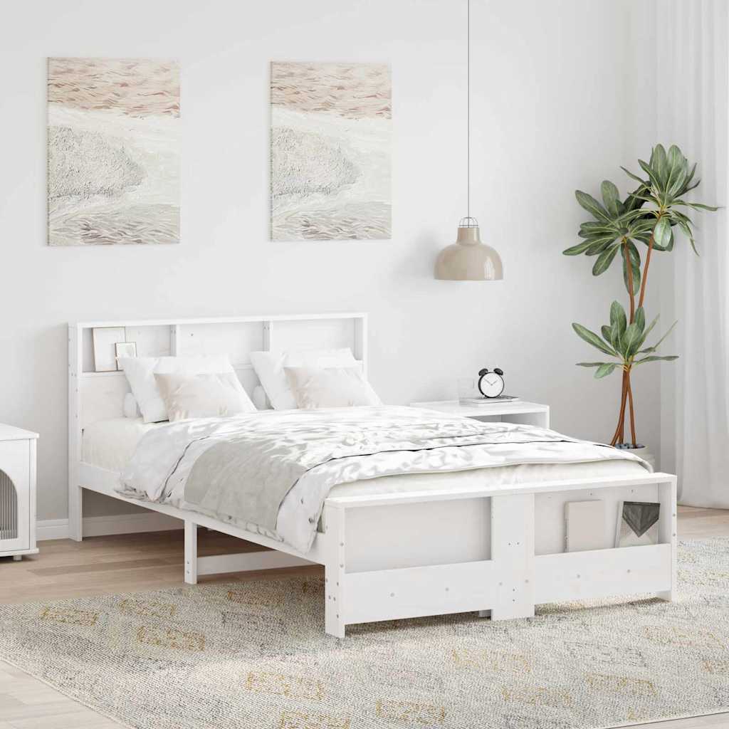 Bed Frame with Headboard White 120 x 200 cm Solid pine wood